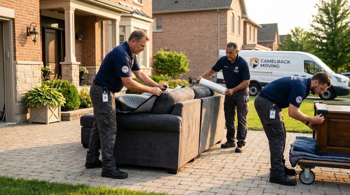 Large estate moving crew wrapping furniture in Palo Pinto, TX