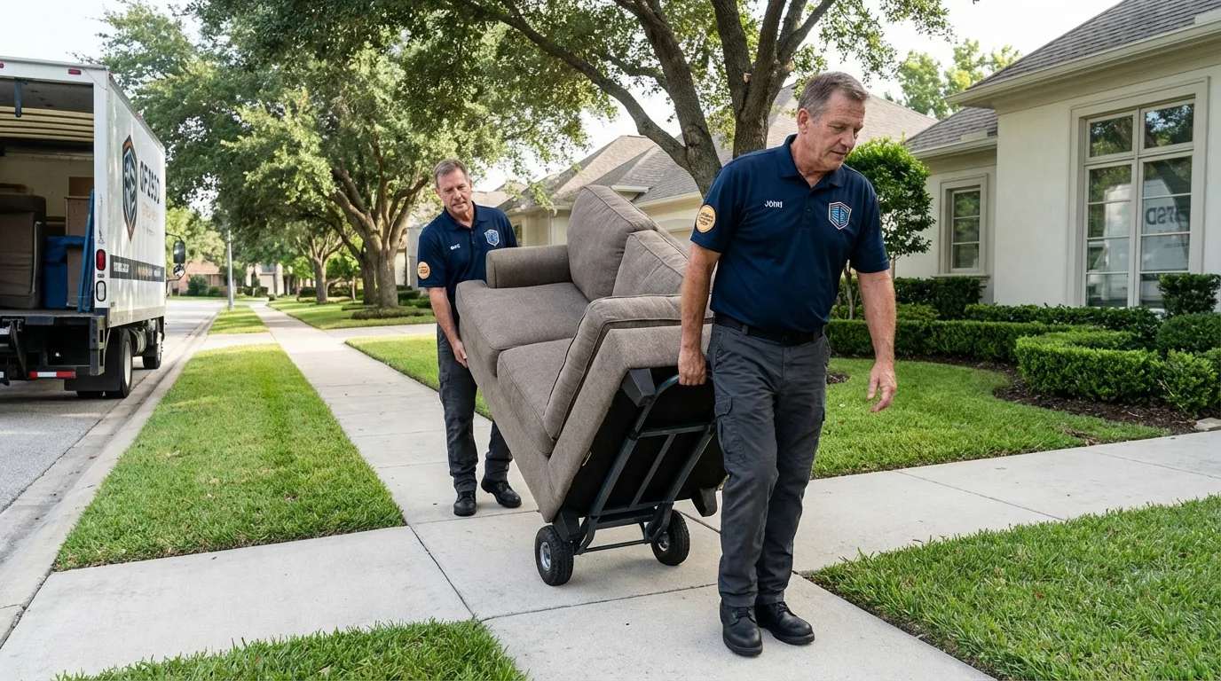 Local residential moving crew loading furniture in Palo Pinto, TX
