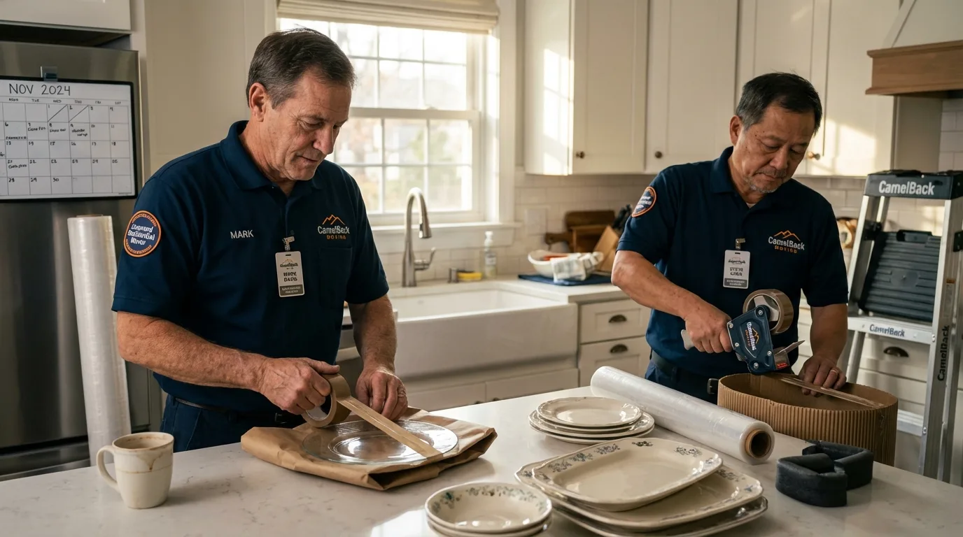 Professional crew packing kitchen dishware in Palo Pinto, TX